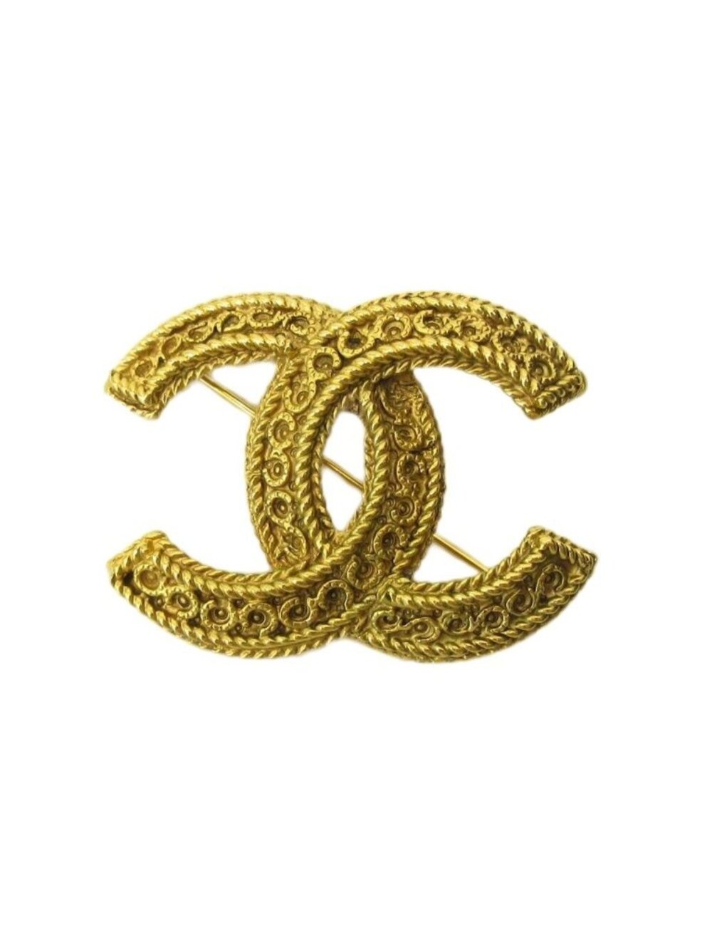 Chanel CC Logo Brooch Metal Chain Gold Colored